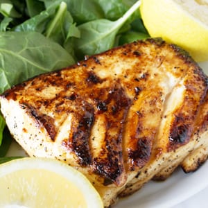 Grilled halibut