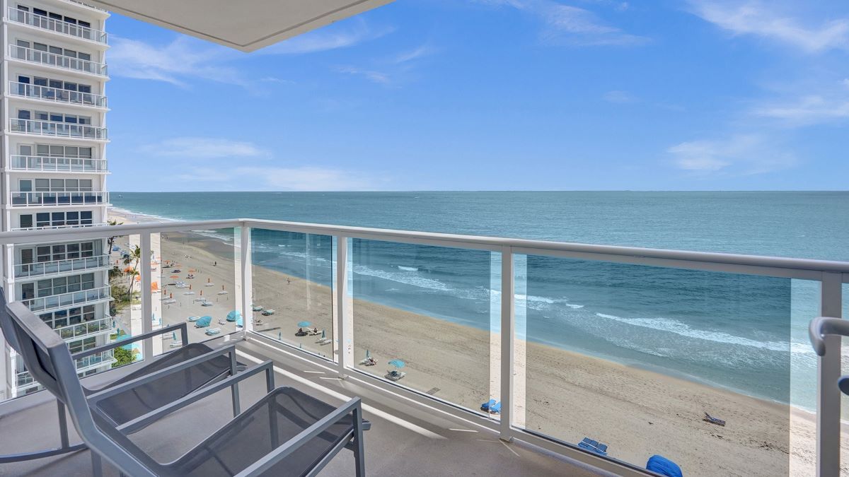 Royal Ambassador condo building on Galt Ocean Dr Unit 805 looking at the beach from the balcony